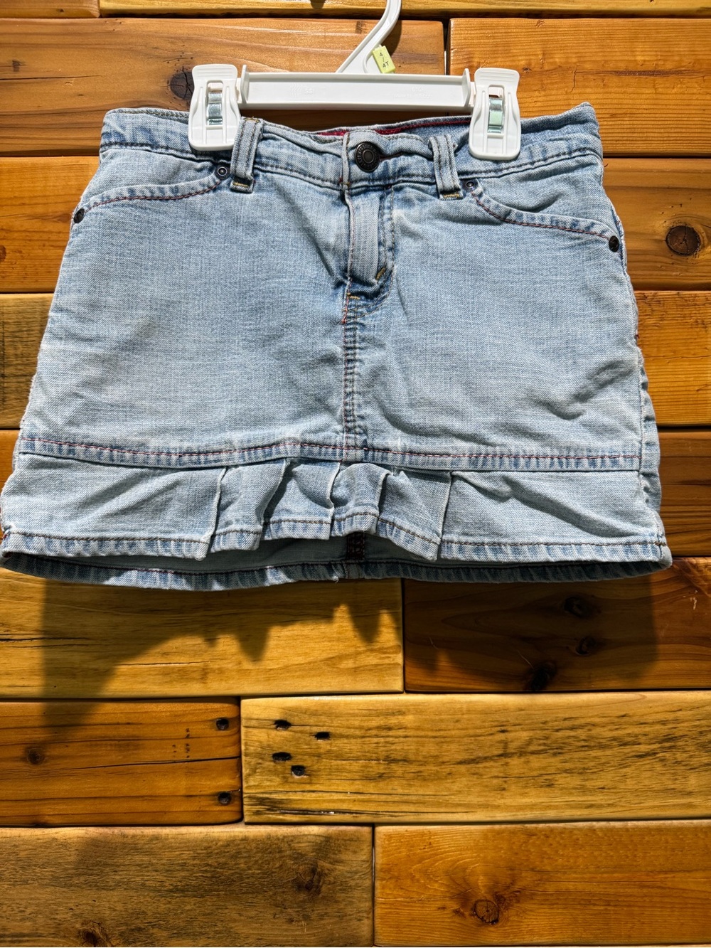 Levi’s Light Wash Denim Mini Skirt with Ruffle Hem